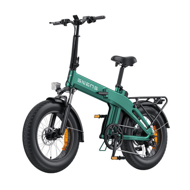 ENGWE EP-2 3.0 Boost folding fat-tyre e-bike, front three-quarter view in green