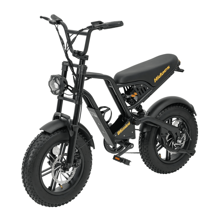 Hidoes B6 Mini fat-tyre e-bike, front three-quarter view in black