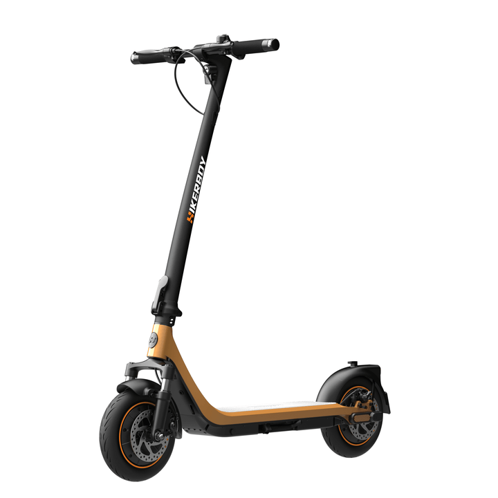 HIKERBOY CURTIS DUAL PRO electric scooter, front three-quarter view in orange