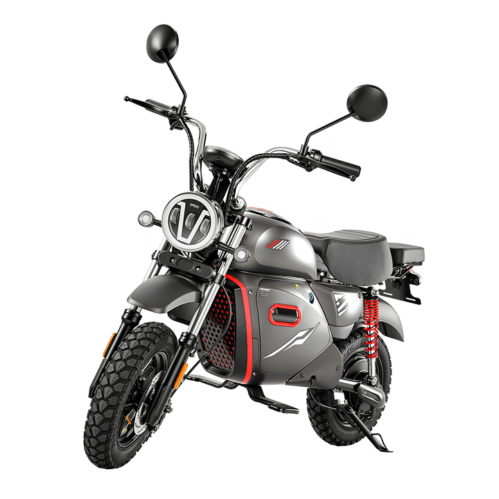 iScooter Y18 electric dirt bike, front three-quarter view