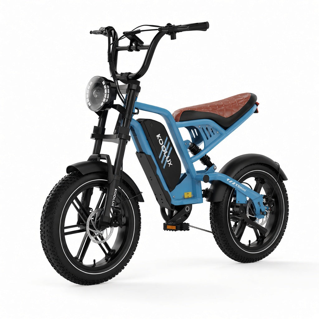 KOOLUX X9 Mini in blue, front three-quarter view