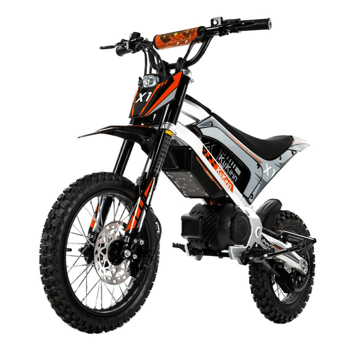 KuKirin X1 electric dirt bike, front three-quarter view