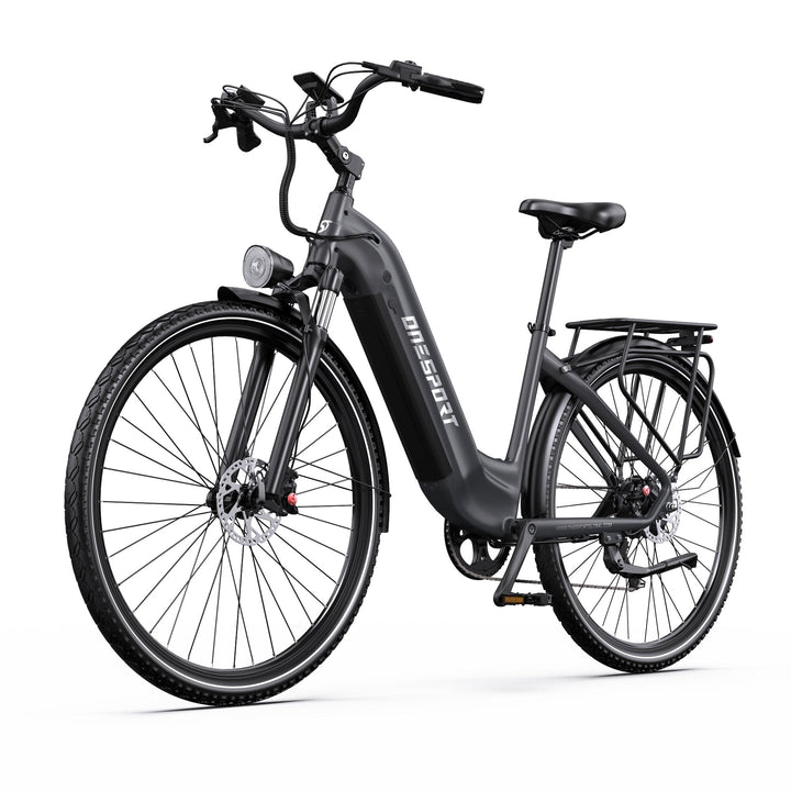 OneSport OT05 Pro e-bike, front three-quarter view in black