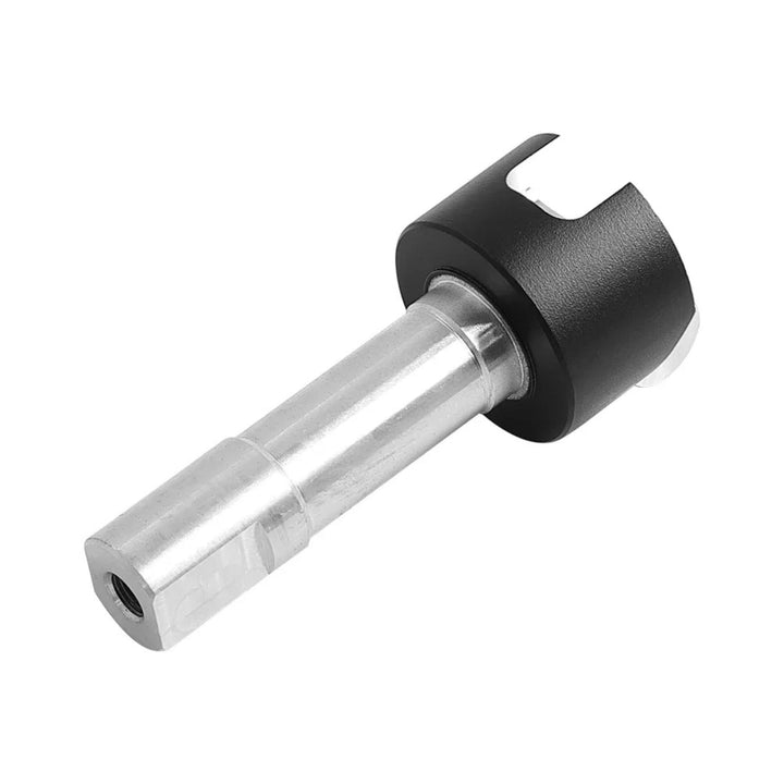 Steering axle with folding mechanism for INOKIM OX/OXO, angled view