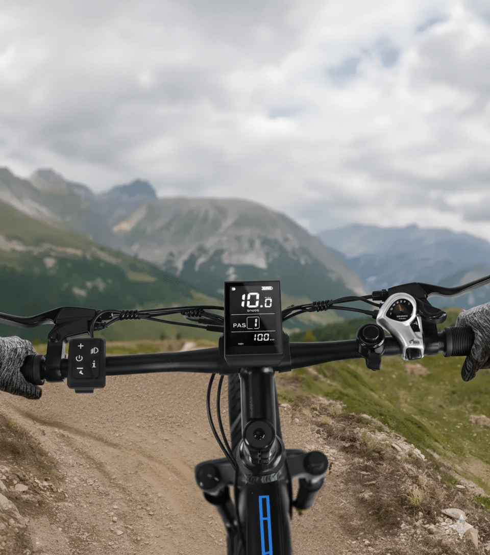 VARUN S26-1 handlebar with display and controls in the mountains