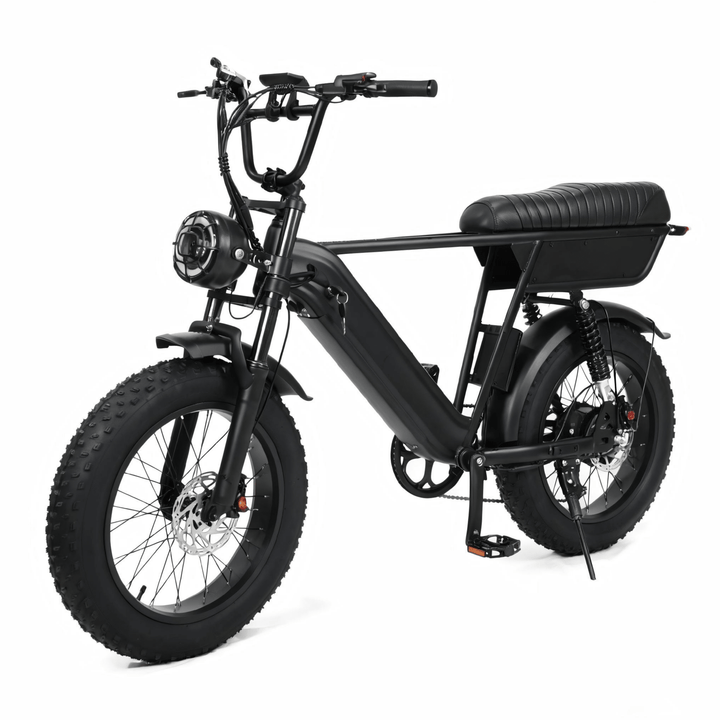 YANGOR Y20 Plus fat-tyre e-bike, front three-quarter view in black