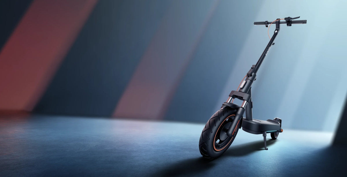 Xiaomi electric scooter on blue background
