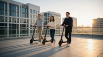 Person riding the Wheely J04 electric scooter in the city