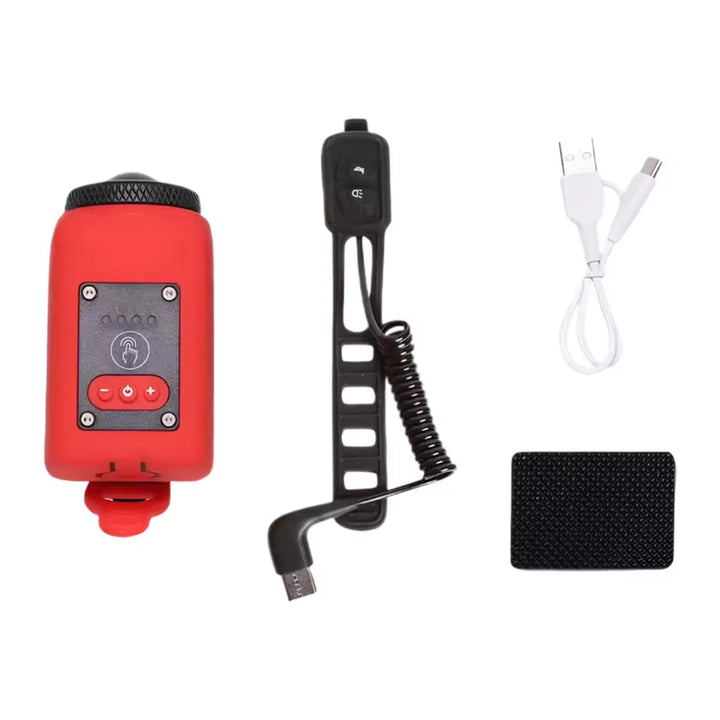 2-in-1 electric horn and headlight in red with included parts