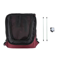 Foldable 2-in-1 pet bike bag and backpack in red with included parts