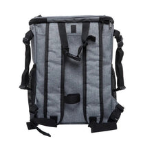 Foldable 2-in-1 pet bike bag and backpack in grey, rear view