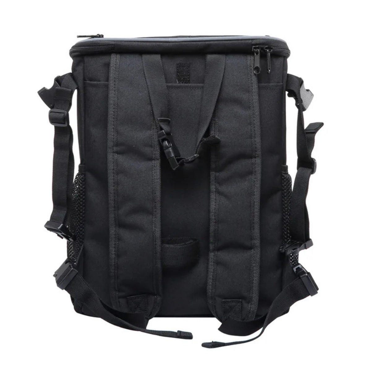 Foldable 2-in-1 pet bike bag and backpack in black, rear view