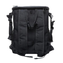 Foldable 2-in-1 pet bike bag and backpack in black, rear view