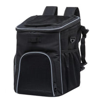 Foldable 2-in-1 pet bike bag and backpack in black, angled view