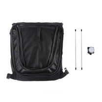 Foldable 2-in-1 pet bike bag and backpack in black with included parts
