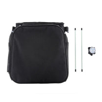 Foldable 2-in-1 pet bike bag and backpack in black, all parts of the set