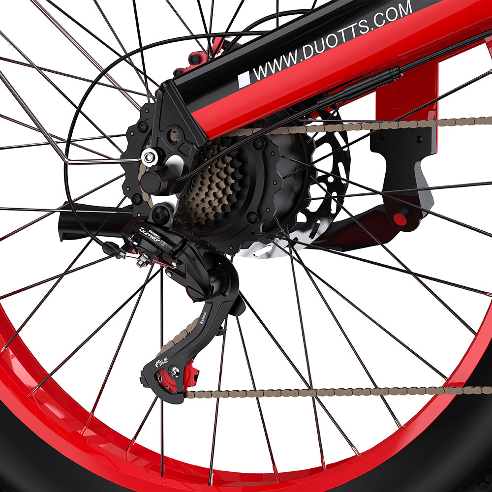 Duotts N26 gears and chain in red