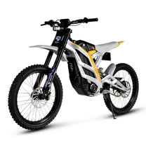 79BIKE Falcon Pro electric dirt bike, front three-quarter view in black