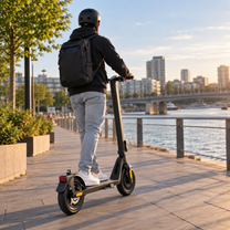 Man riding the HX D01 electric scooter in the city
