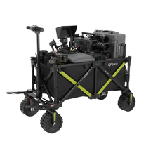 DYU CampX with camera gear, monitor, lens and a grey hard case in the wagon