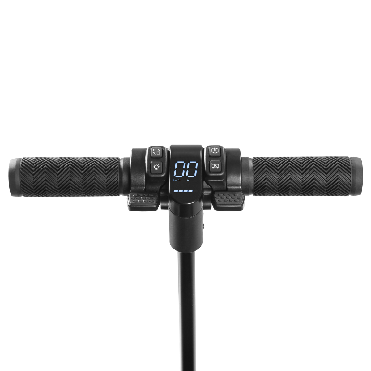 DYU CampX handlebar from the front with black grips, display and buttons