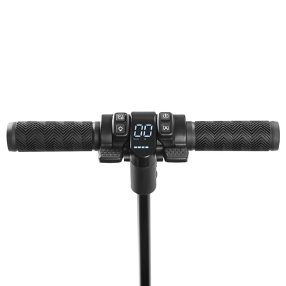 DYU CampX handlebar from the front with black grips, display and buttons
