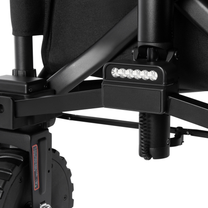 Close-up of the DYU CampX frame with a multi-LED light unit and a wheel
