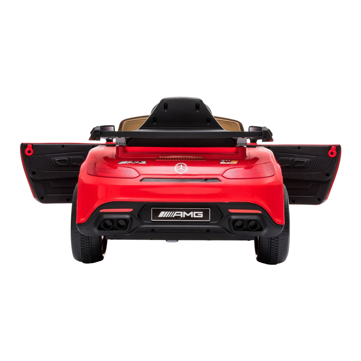 Mercedes AMG GT electric ride-on car for kids with the doors open in red