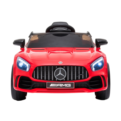 Mercedes AMG GT electric ride-on car for kids seen from the front in red