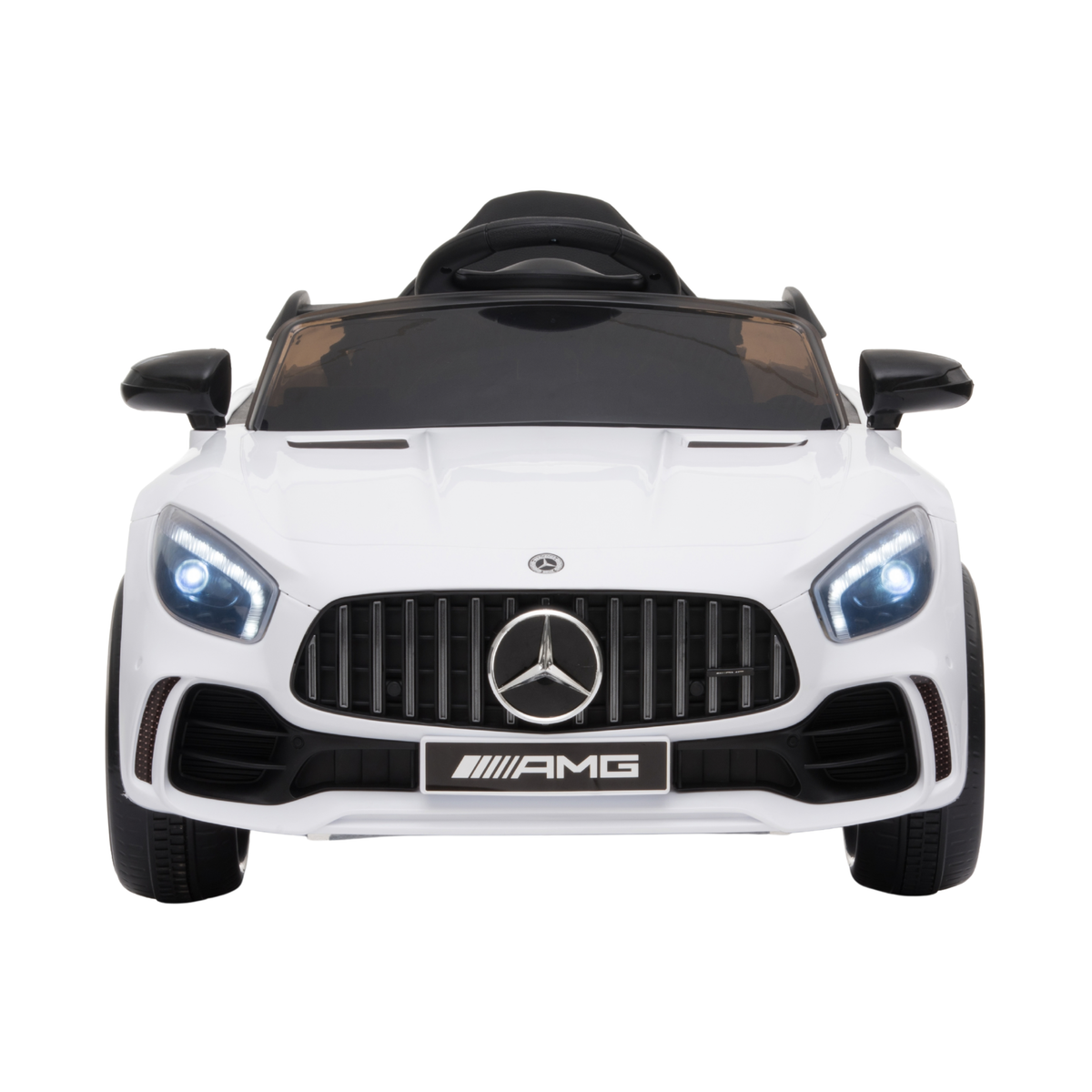 Mercedes AMG GT electric ride-on car for kids seen from the front in white