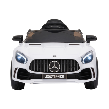 Mercedes AMG GT electric ride-on car for kids seen from the front in white
