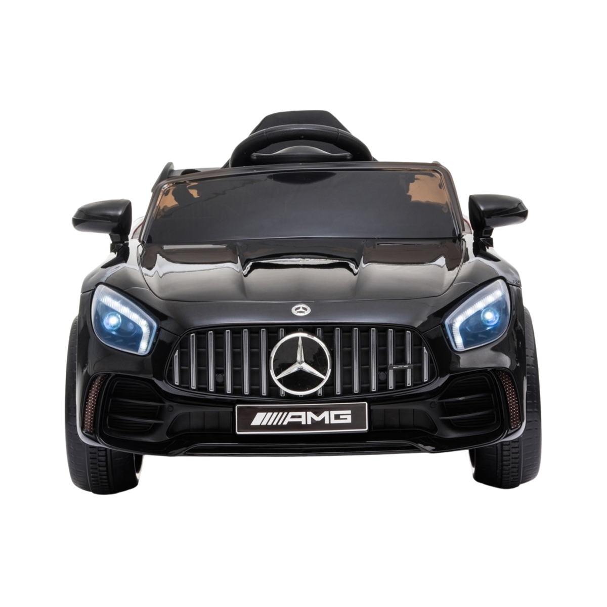 Mercedes AMG GT electric ride-on car for kids seen from the front in black