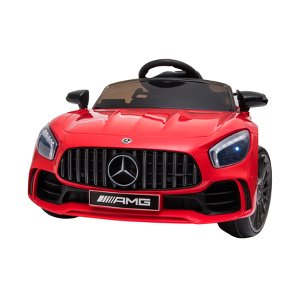 Mercedes AMG GT electric ride-on car for kids seen from the front in red