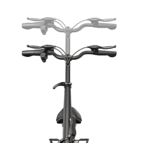 GYROOR C1 Plus handlebar with brake lever and handlebar stem, shown at two height positions