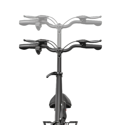 GYROOR C1 Plus handlebar with brake lever and handlebar stem, shown at two height positions