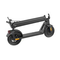 HX D01 electric scooter folded, rear three-quarter view