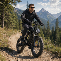 Rider taking the LOOKROAD L20 fat-tyre e-bike off-road