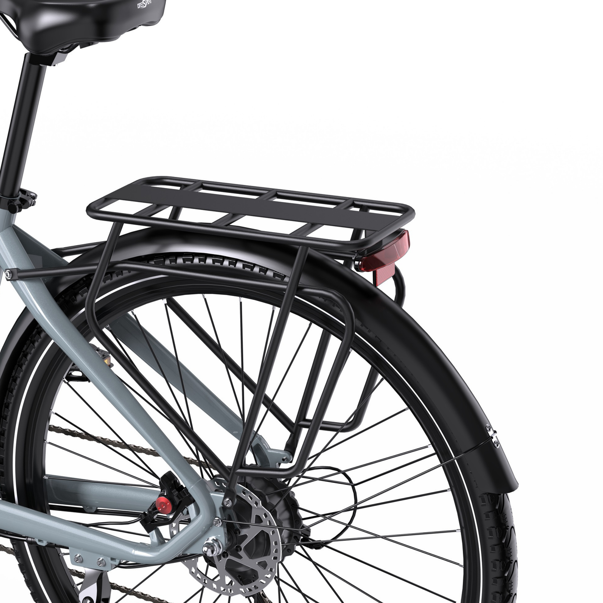 OneSport OT05 Max from behind with rear rack, rear light, mudguard and rear wheel