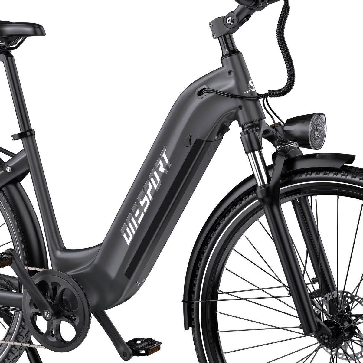 OneSport OT05 Max frame with low step-through, saddle, stem, front light and crank area