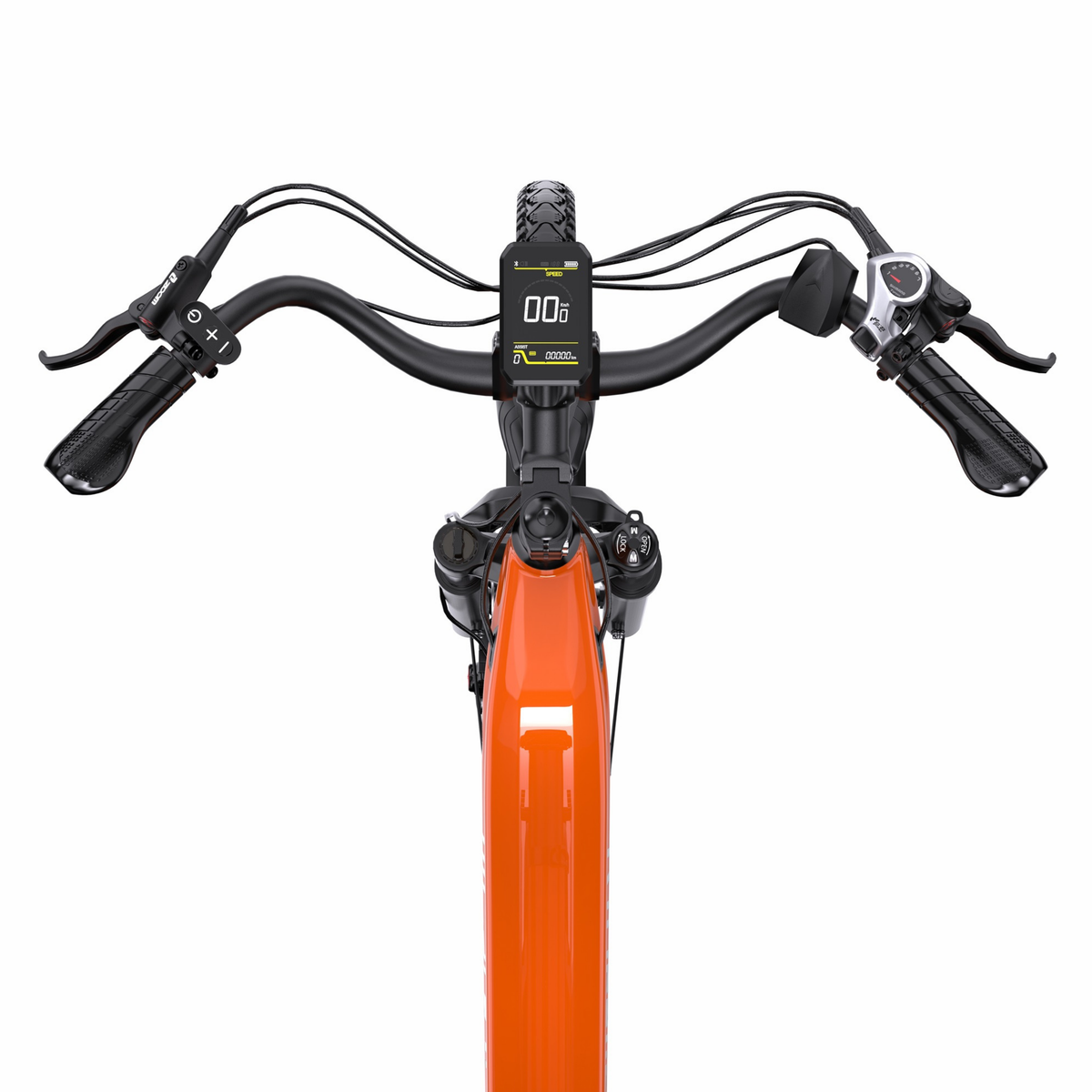 OneSport OT05 Max, handlebar with display and controls seen from above