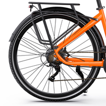 OneSport OT05 Max rear section with black rear rack, mudguard, chain and orange frame