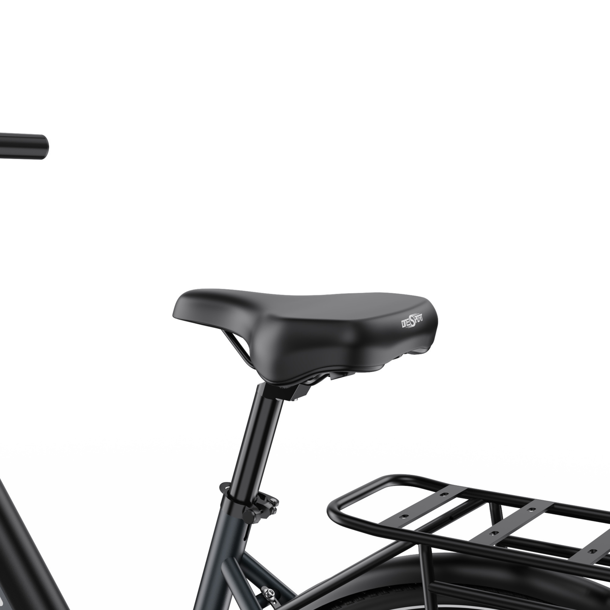 OneSport OT12 Pro, close-up of saddle, seat post and rear rack