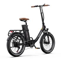 OneSport OT16 Pro electric bike in black, seen from the rear right at an angle with chain, pedal and rear rack
