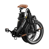 OneSport OT16 Pro folded, seen from the rear at an angle with brown saddle, brown grips and thick tyres