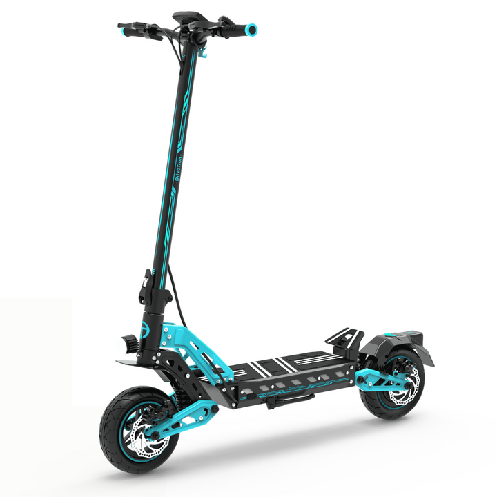 DriveTron DT10 electric scooter, front three-quarter view in light blue