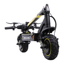 Wheely - H7 electric scooter in black and yellow with folded stem and chunky-tread tyres