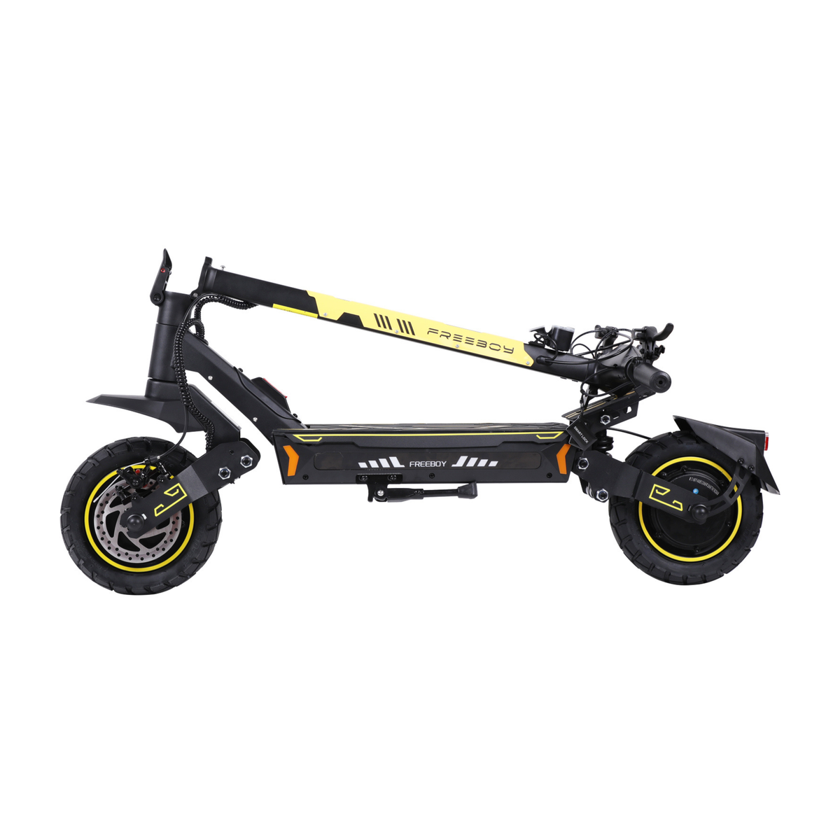 Wheely - H7 electric scooter from the side with folded stem and visible kickstand