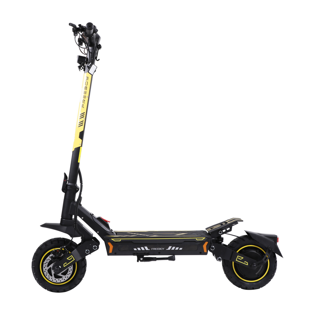 Wheely - H7 electric scooter seen from the side with deck, kickstand and two wheels