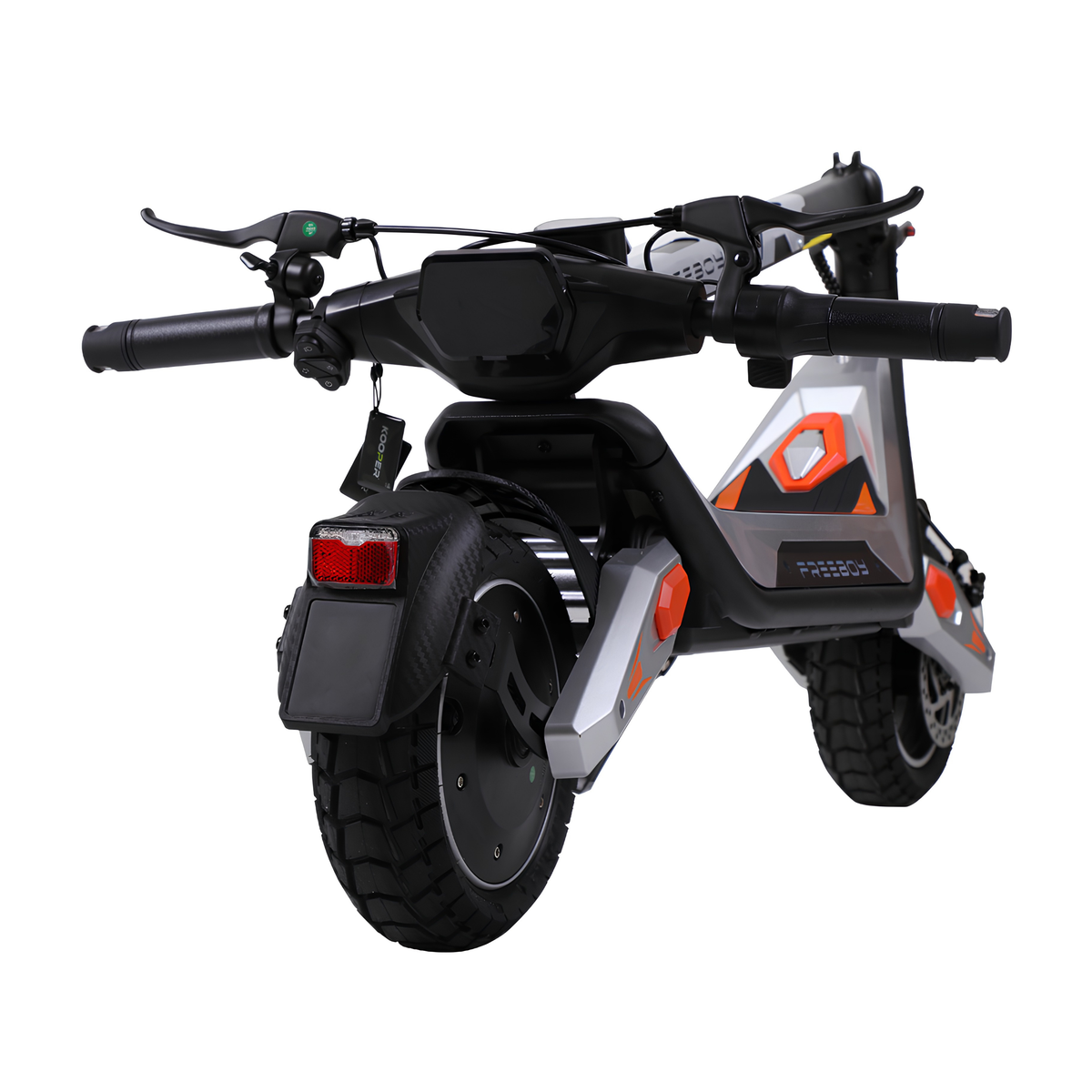 Wheely - J18 seen from behind with handlebar, display, rear mudguard and rear light