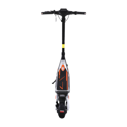 Wheely - J18 electric scooter seen from behind with footboard, handlebar, rear mudguard and rear light